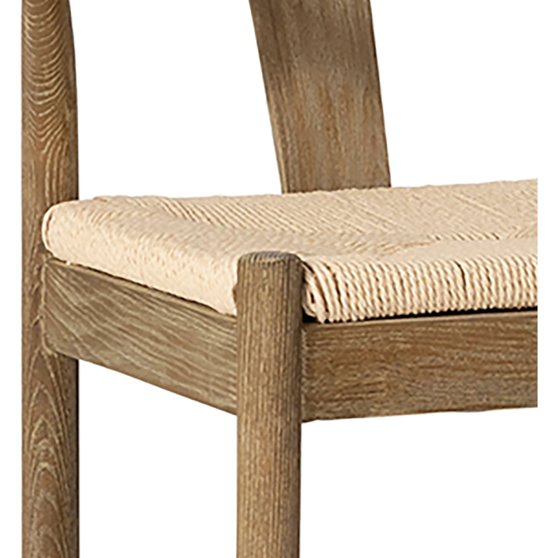 Curved Back Natural Oak Counter Stool with Woven Seat by Arch & Plane in medium brown, light brown. Made from oak in a modern style.