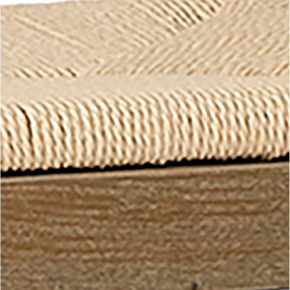 Curved Back Natural Oak Counter Stool with Woven Seat by Arch & Plane in medium brown, light brown. Made from oak in a modern style.
