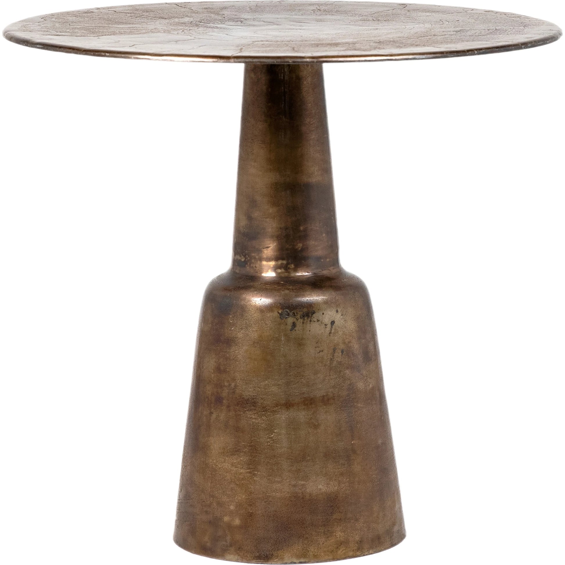 Evie Antique Brass Pedestal Bistro Table by Arch & Plane in antique brass. Made from cast aluminum in a modern style.