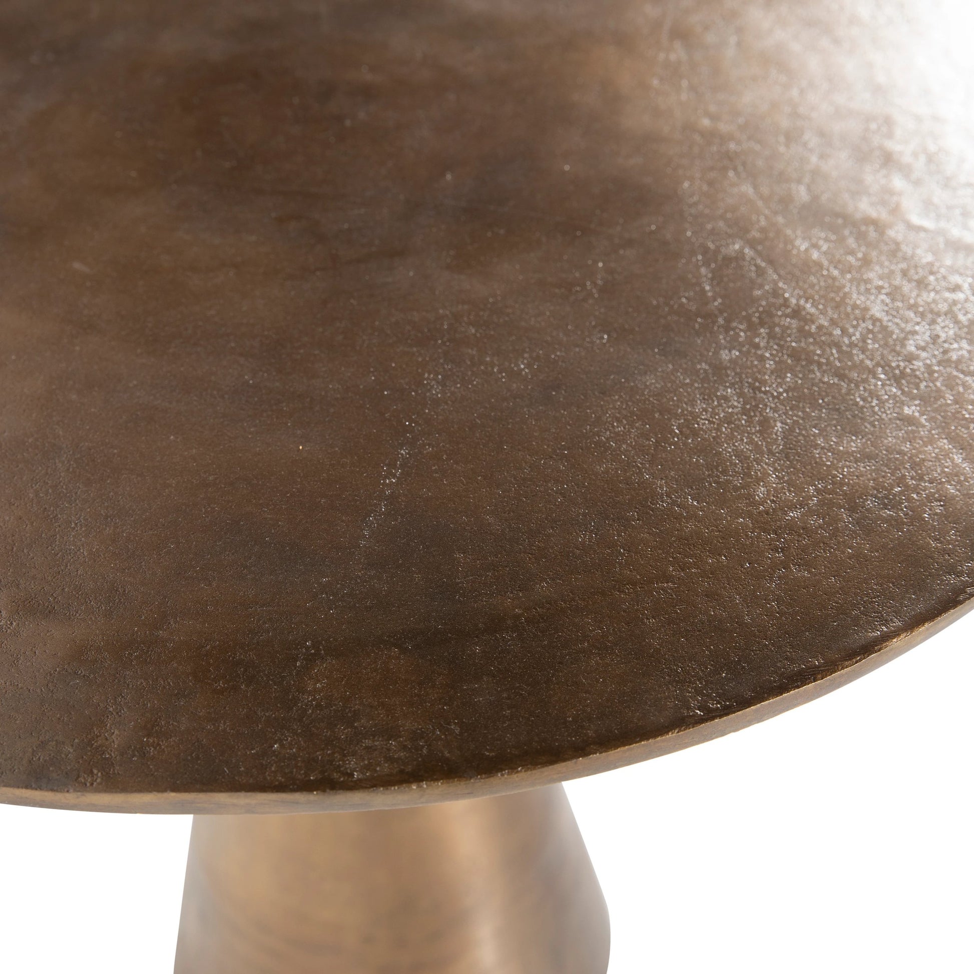 Aniya Round Aluminum Brass-Finished Pedestal Base Bistro Table by Arch & Plane in oil brass. Made from cast aluminum in a modern style.
