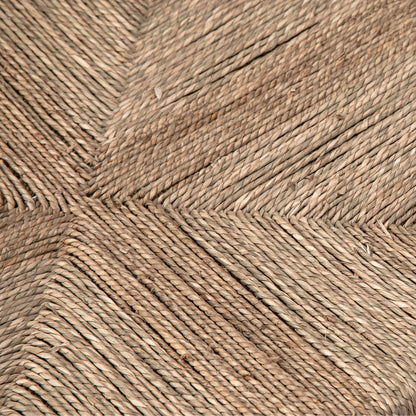 Leanne Oak and Wicker Wishbone Back Dining Arm Chair by Arch & Plane in medium brown and woven. Made from oak in a cottage & farmhouse style.