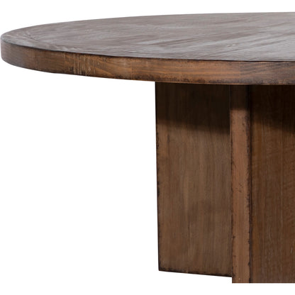 Dena 60" Round Reclaimed Pine Dining Table by Arch & Plane. Made from reclaimed pine in a modern style.