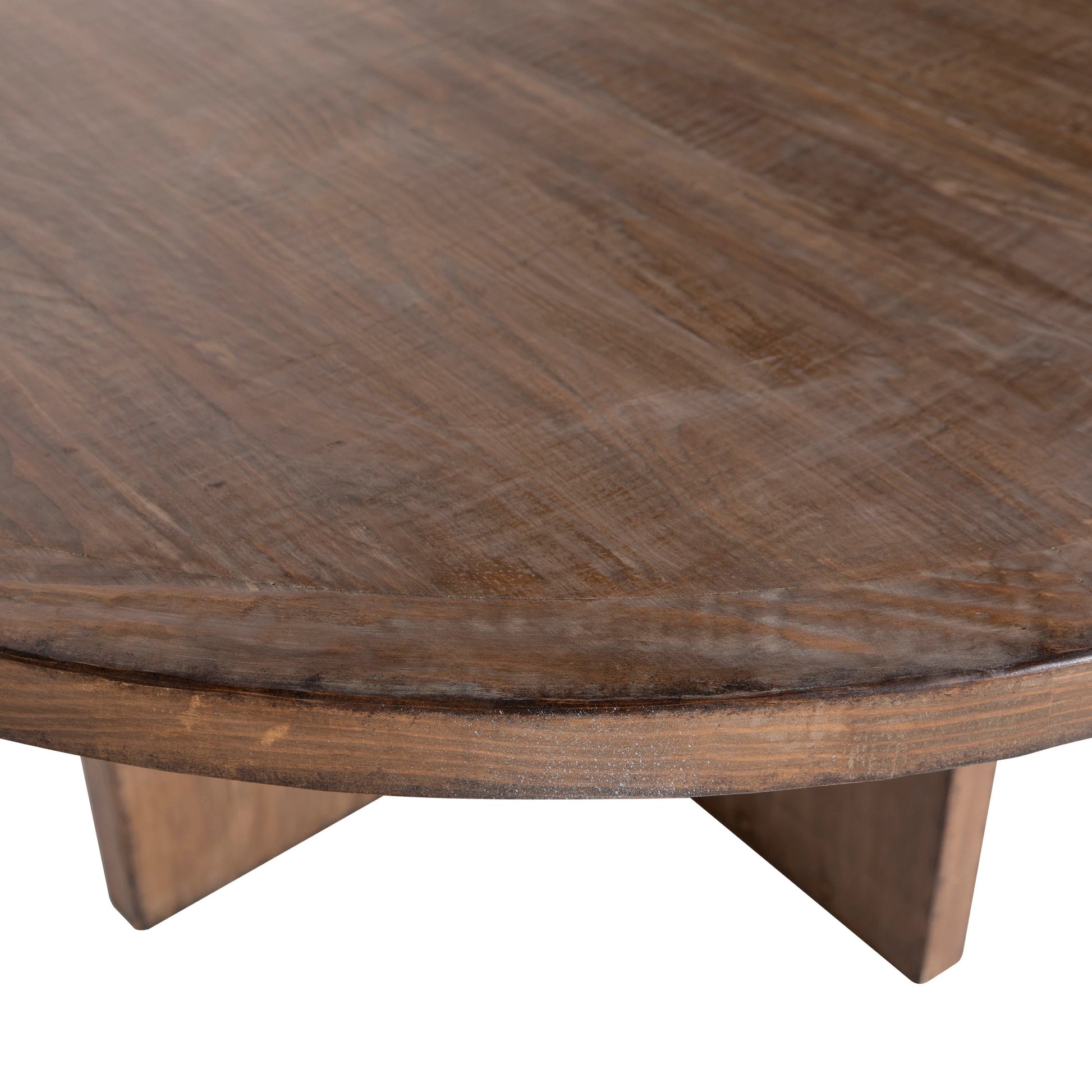 Dena 60" Round Reclaimed Pine Dining Table by Arch & Plane. Made from reclaimed pine in a modern style.