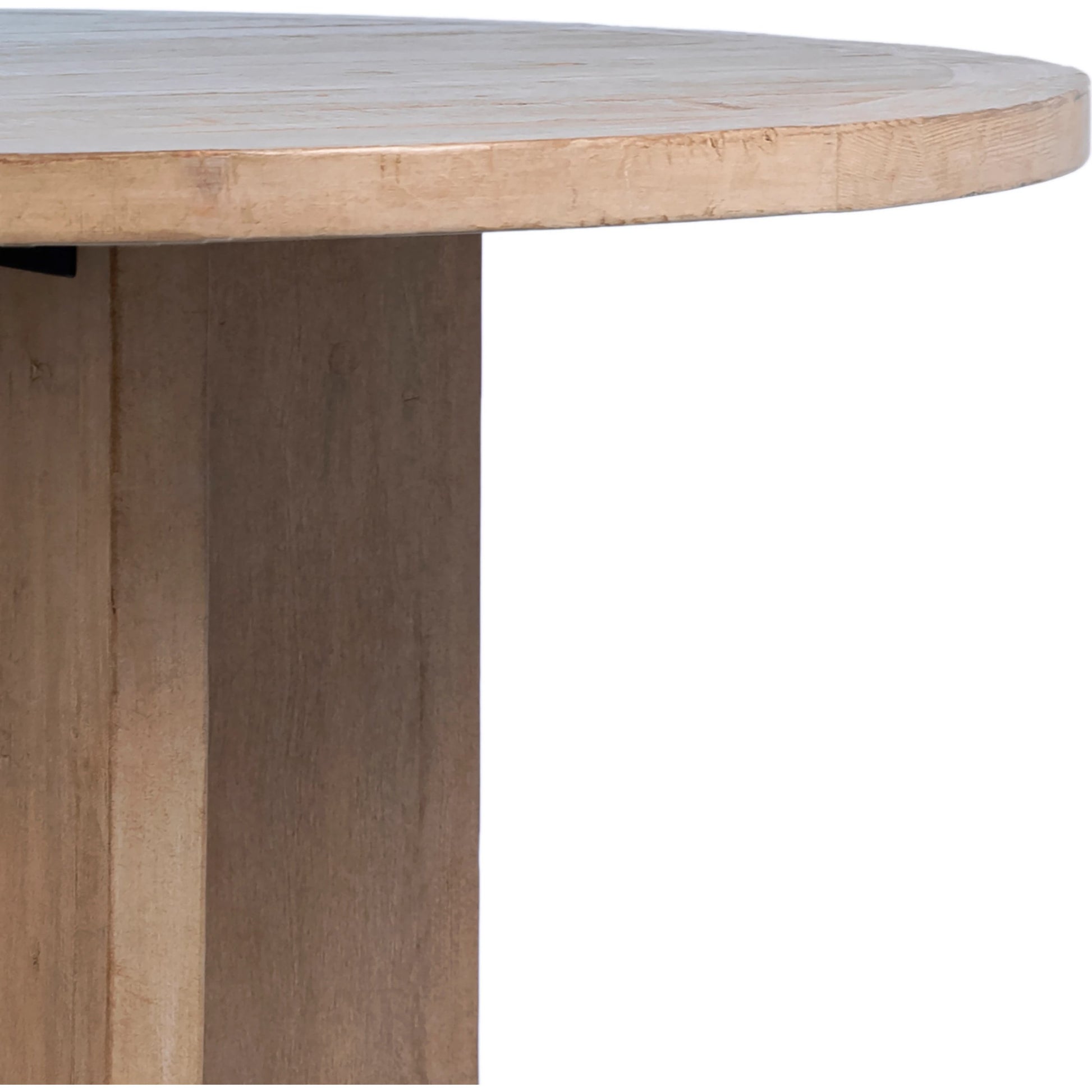 Dena 60" Round Reclaimed Pine Dining Table by Arch & Plane. Made from reclaimed pine in a modern style.