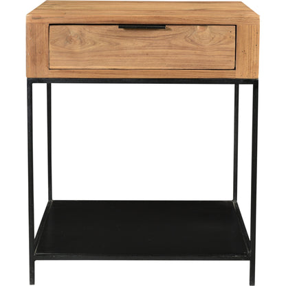 Joliet Side Table by Moe's Home Collection in natural and matt lacquer: no stain. Made from solid teak, iron frame in a modern style.