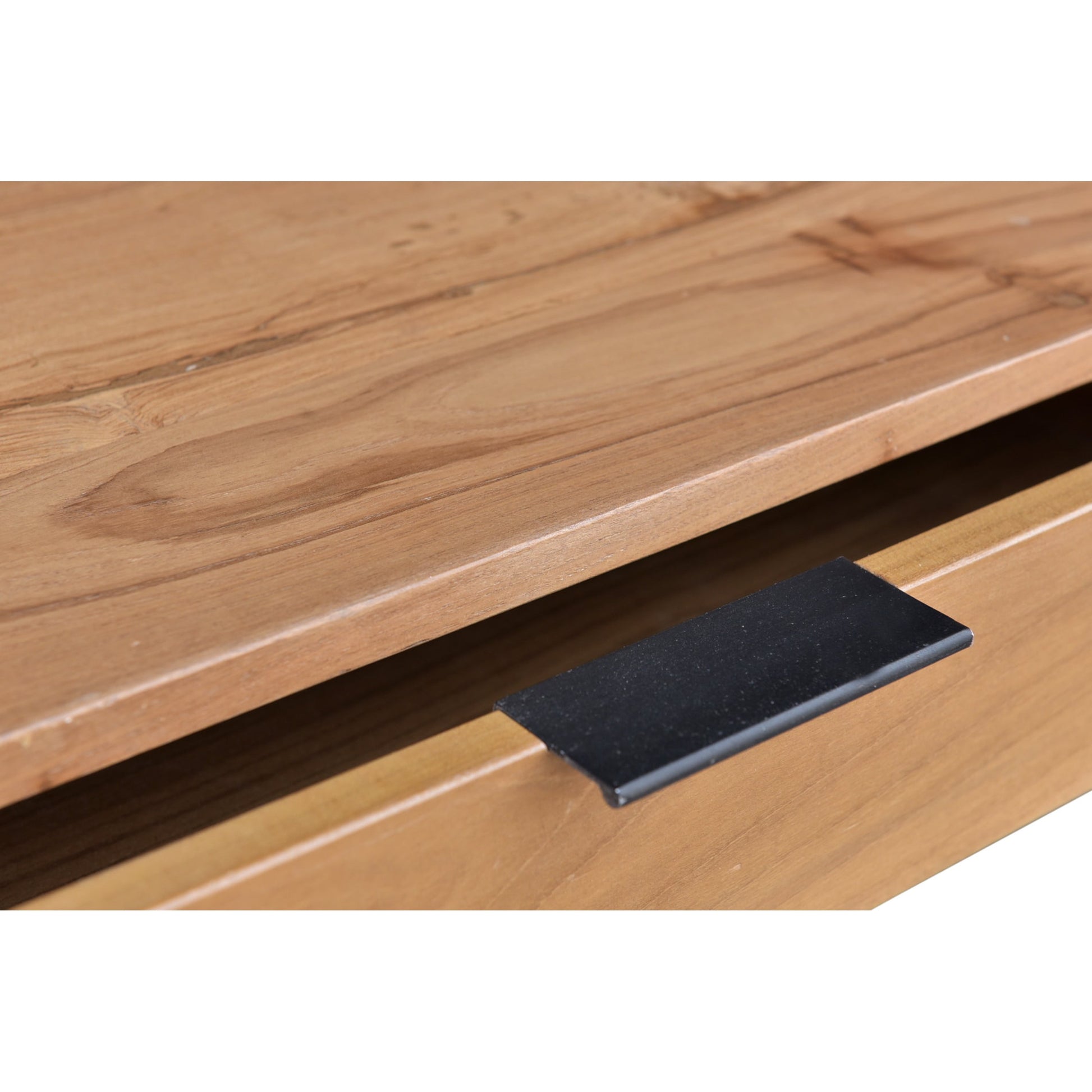 Joliet Console Table by Moe's Home Collection in natural and matt lacquer: no stain. Made from solid teak wood, iron frame in a modern style.