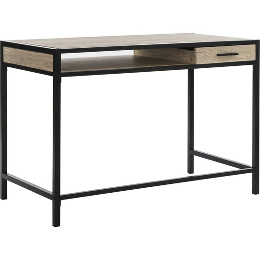 Alan Desk by Safavieh in oak, black. Made from mdf in a modern style.