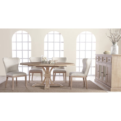 Devon Dining Table by Essentials For Living in natural gray. Made from solid acacia, acacia veneer in a cottage & farmhouse style.