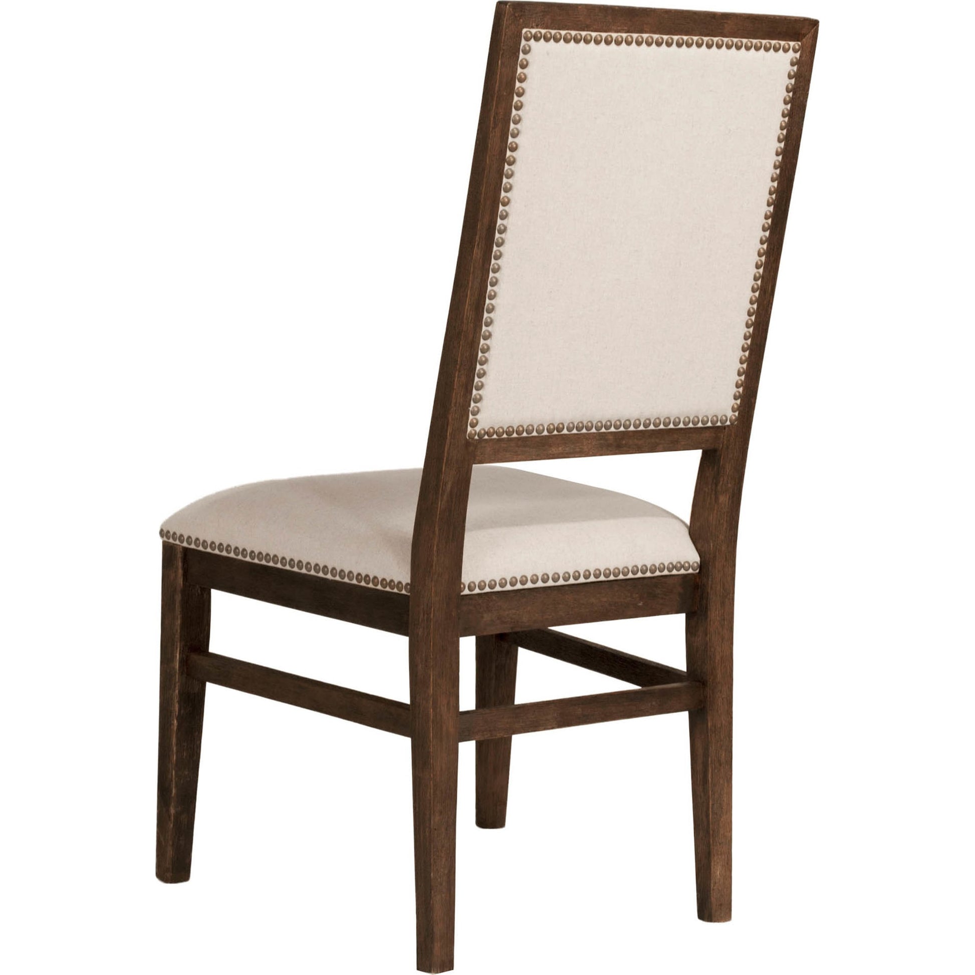 Dexter Dining Chair (Set of 2) by Essentials For Living in stone linen, natural gray, silver nail heads. Made from rubberwood, linen in a traditional style.