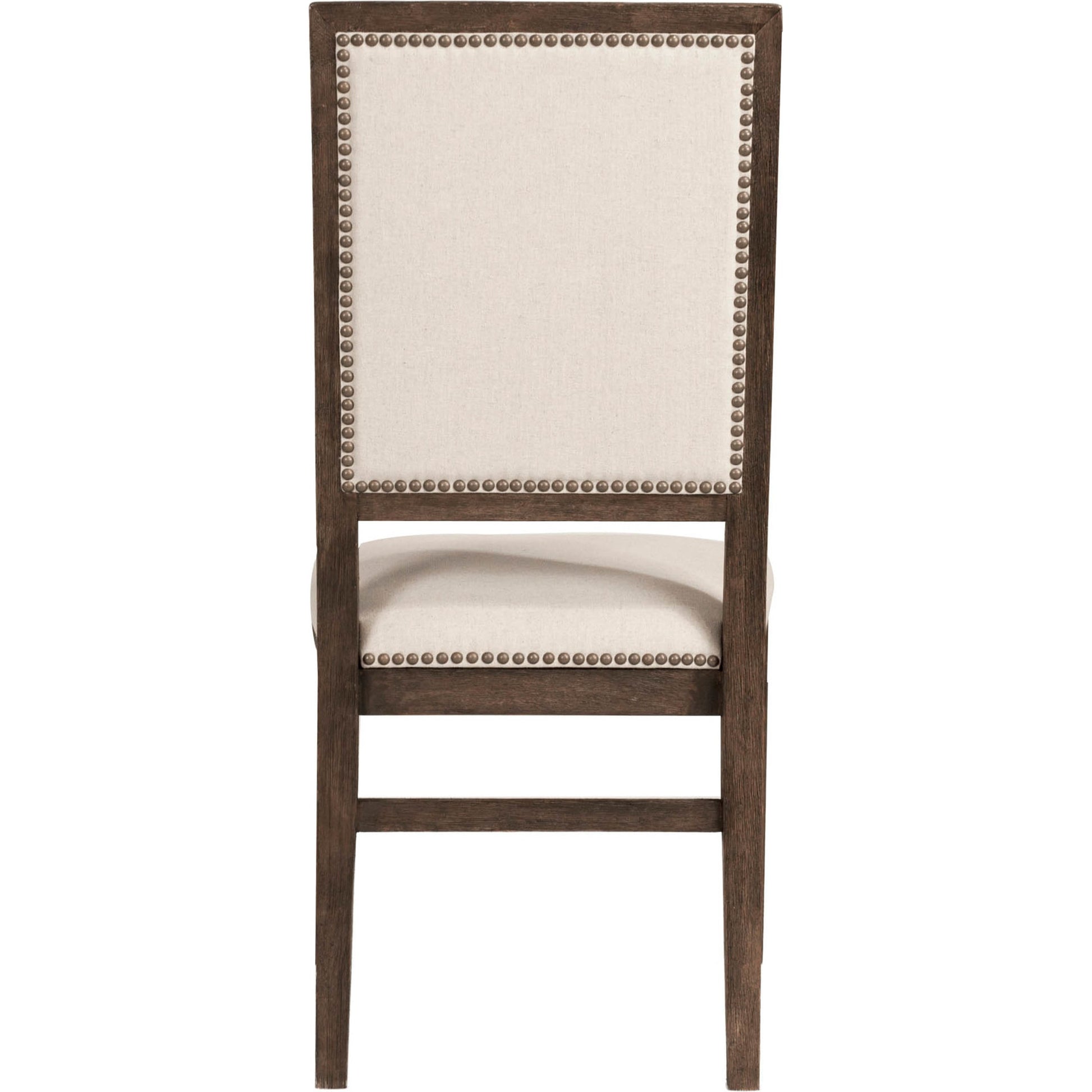 Dexter Dining Chair (Set of 2) by Essentials For Living in stone linen, natural gray, silver nail heads. Made from rubberwood, linen in a traditional style.
