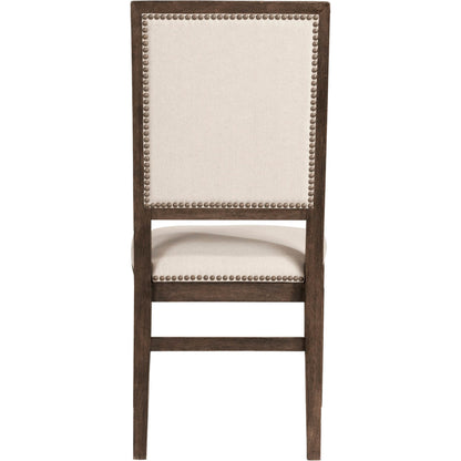 Dexter Dining Chair (Set of 2) by Essentials For Living in stone linen, natural gray, silver nail heads. Made from rubberwood, linen in a traditional style.