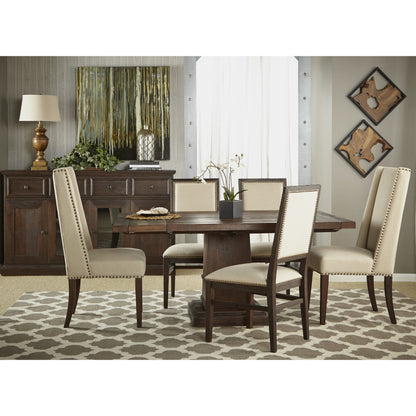 Dexter Dining Chair (Set of 2) by Essentials For Living in stone linen, natural gray, silver nail heads. Made from rubberwood, linen in a traditional style.