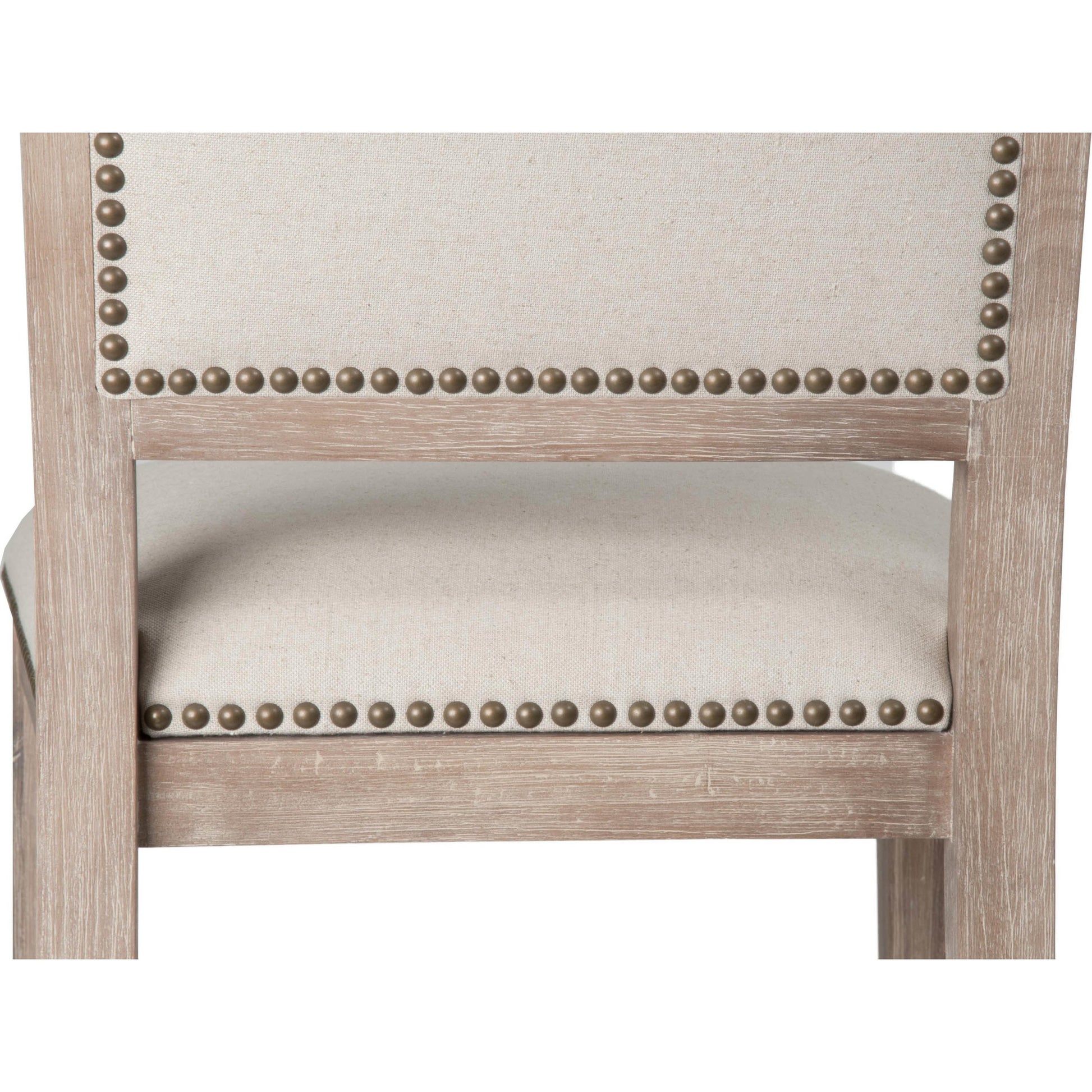 Dexter Dining Chair (Set of 2) by Essentials For Living in stone linen, natural gray, silver nail heads. Made from rubberwood, linen in a traditional style.