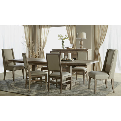 Dexter Dining Chair (Set of 2) by Essentials For Living in stone linen, natural gray, silver nail heads. Made from rubberwood, linen in a traditional style.