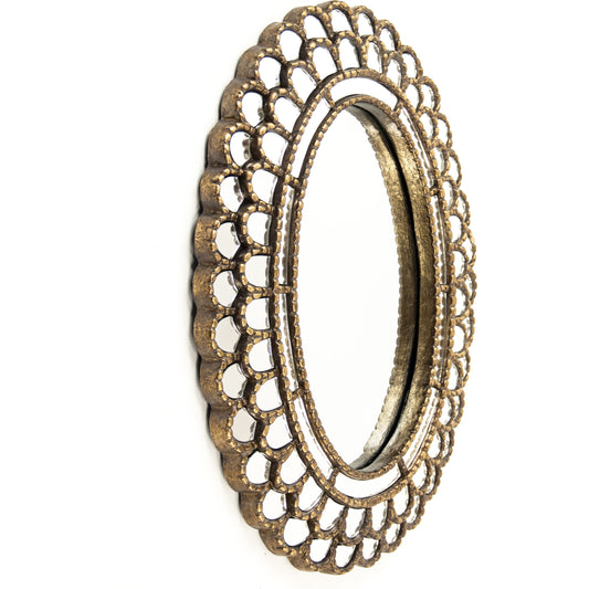 Flueur Mirror by Zentique in antique gold and resin, mirror, mdf. Made from resin, mirror, mdf in a transitional style.