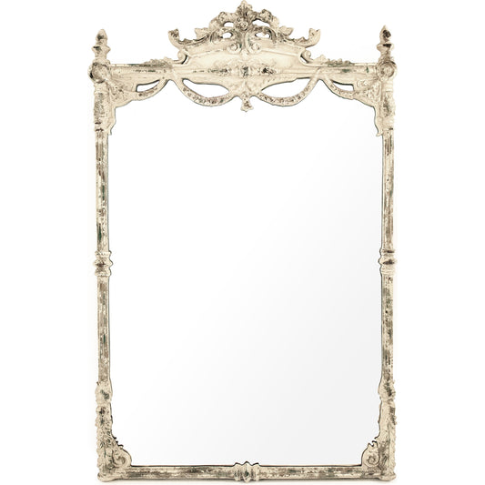 Rowena Mirror by Zentique in antique ivory and metal mirror. Made from metal mirror in a cottage & farmhouse style.