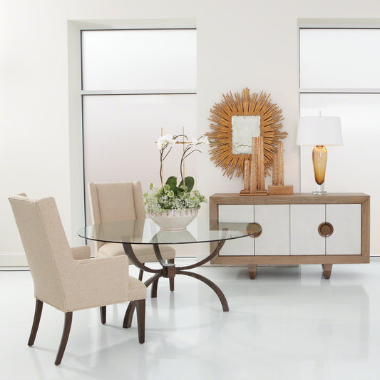 Soleil Gold Leaf Mirror by Global Views in gold leaf. Made from acacia wood, antiqued beveled mirror in a eclectic & global style.