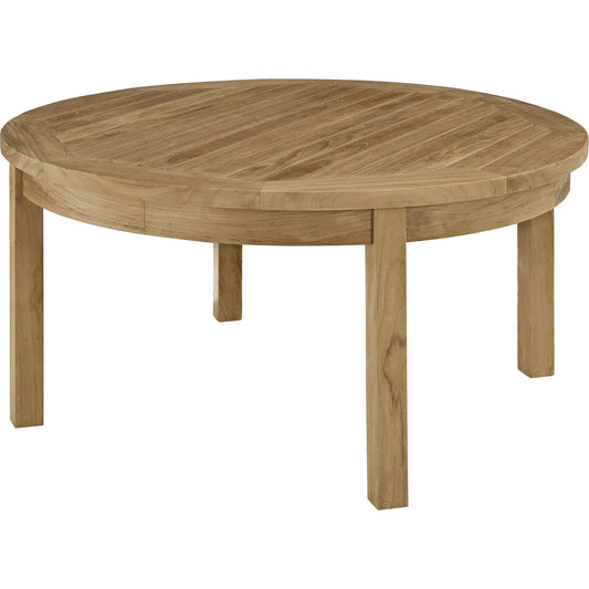 Andover Teak Round Coffee Table by Evans & Londeen in natural. Made from teak wood, cushion density is 24kg, m3 in a modern style.
