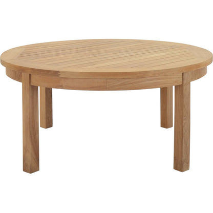 Andover Teak Round Coffee Table by Evans & Londeen in natural. Made from teak wood, cushion density is 24kg, m3 in a modern style.