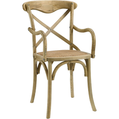 Easton Dining Armchair by Evans & Londeen in walnut. Made from chinese toon, plywood, rattan in a cottage & farmhouse style.