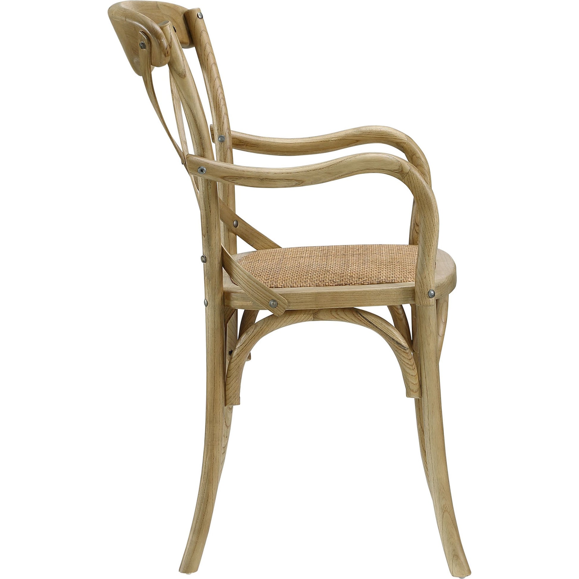 Easton Dining Armchair by Evans & Londeen in walnut. Made from chinese toon, plywood, rattan in a cottage & farmhouse style.