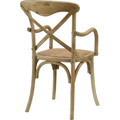 Easton Dining Armchair by Evans & Londeen in walnut. Made from chinese toon, plywood, rattan in a cottage & farmhouse style.