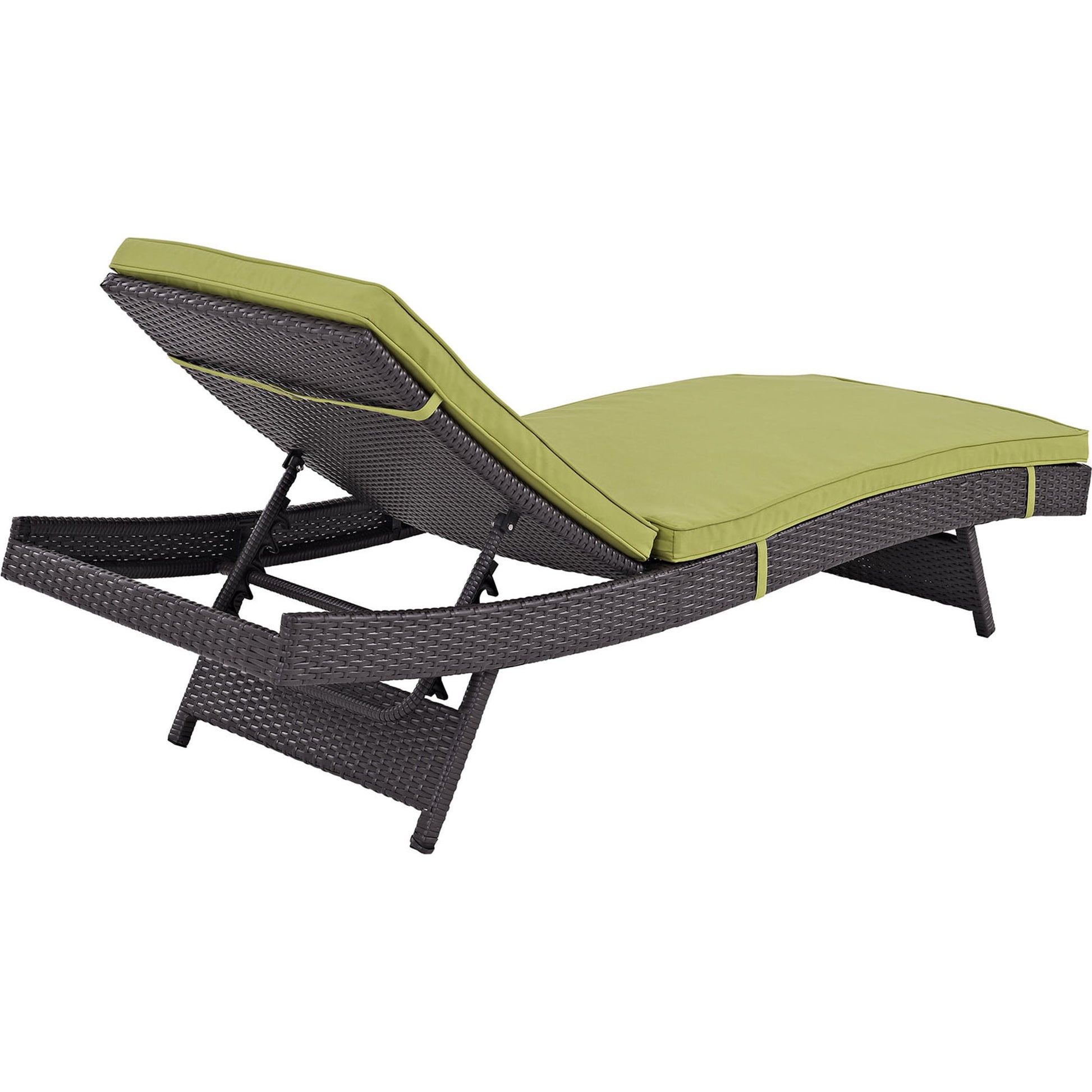 Amelia Outdoor Patio Chaise by Evans & Londeen. Made from synthetic rattan weave, powder coated aluminum, cushion density is 24kg, m3 in a modern style.