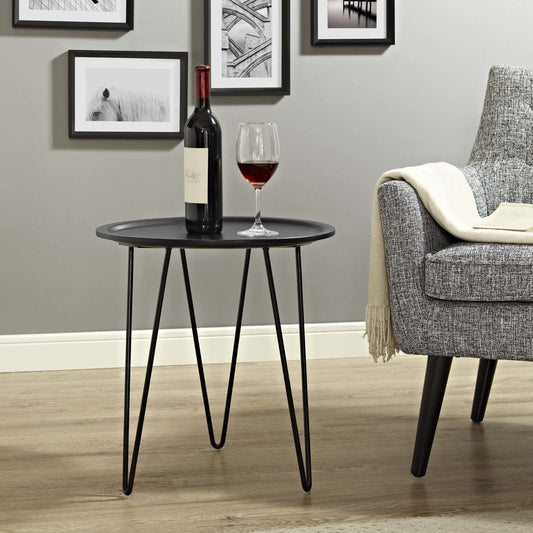 Paddock Side Table by Evans & Londeen. Made from 10mmt matte painted mdf top, powder coated steel legs with 4pcs pe foot pad. kd construction in a modern style.