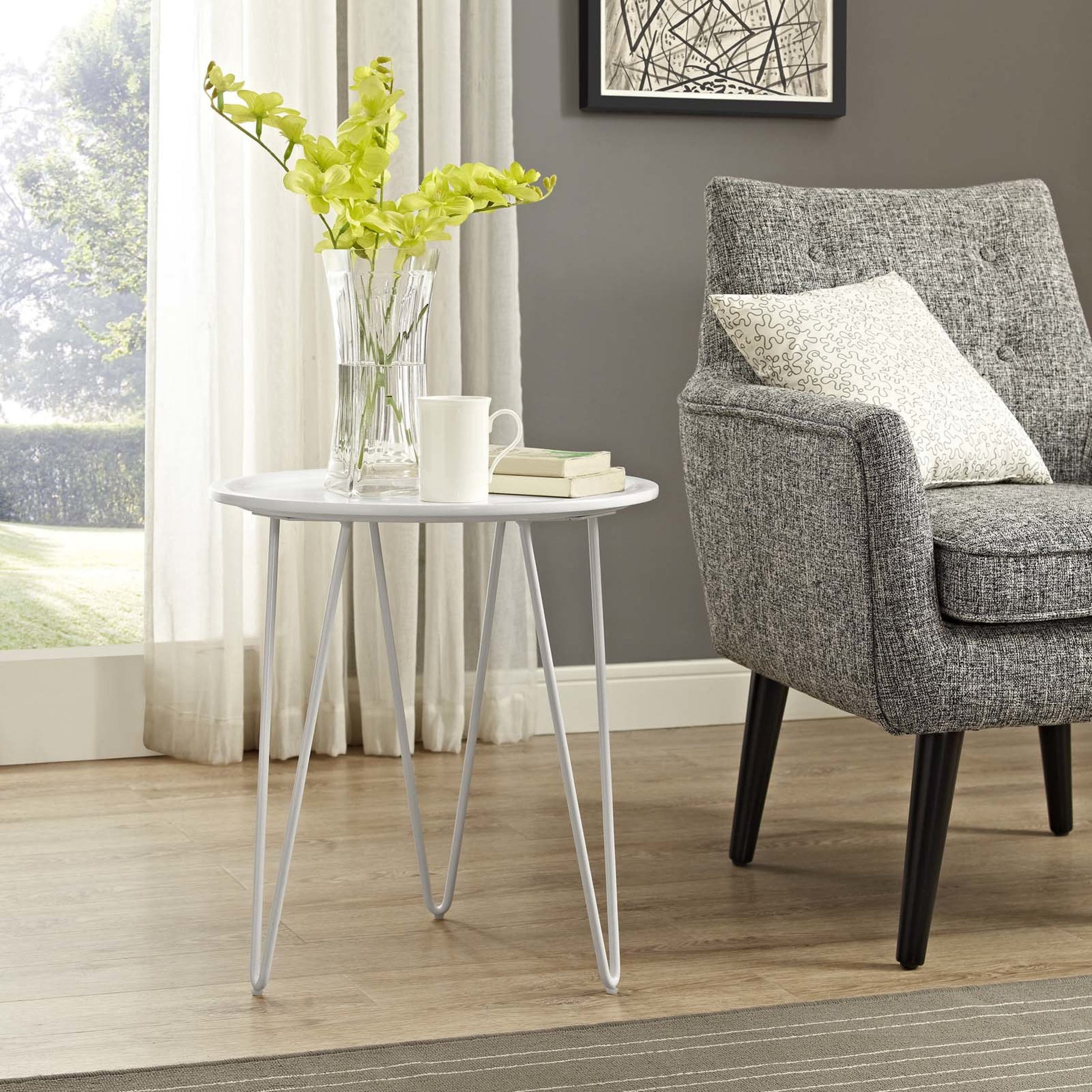 Paddock Side Table by Evans & Londeen. Made from 10mmt matte painted mdf top, powder coated steel legs with 4pcs pe foot pad. kd construction in a modern style.