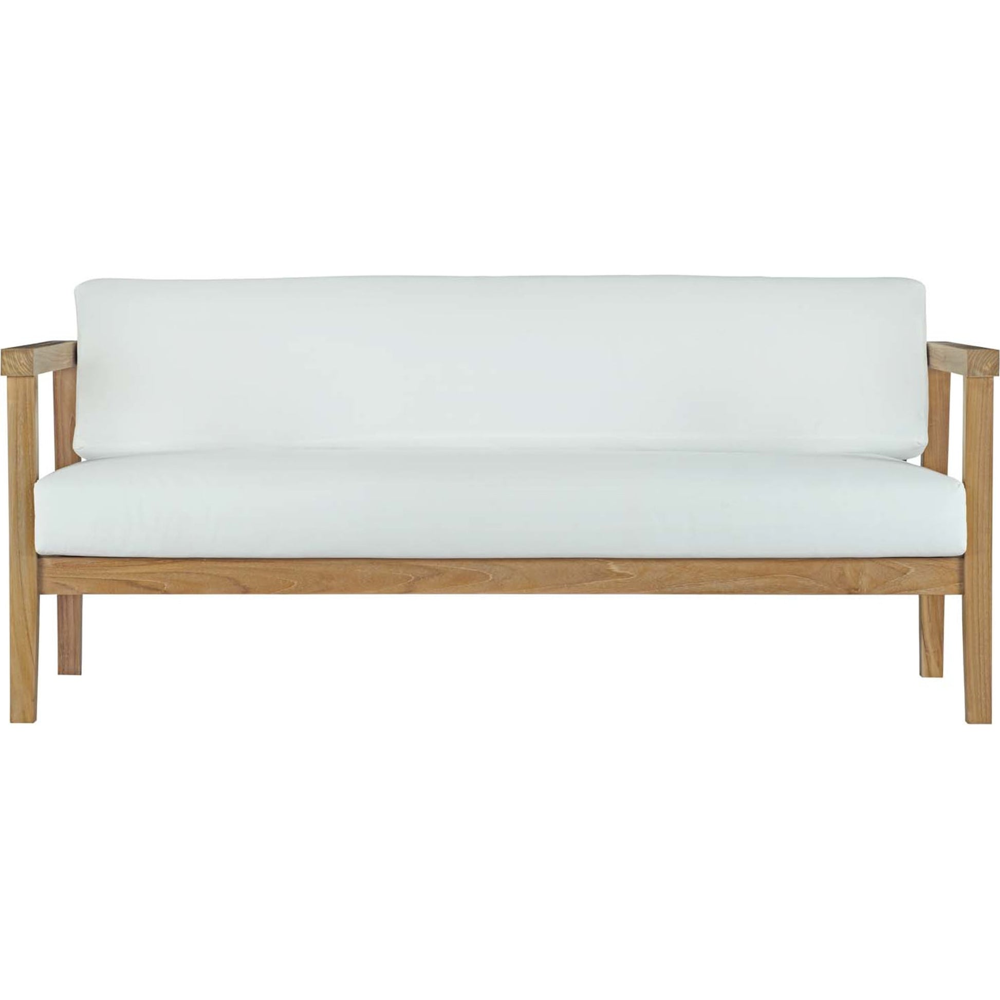Ellie Teak Sofa by Evans & Londeen in natural white. Made from teak solid wood, chair weight capacity: 1323lbs. in a modern style.