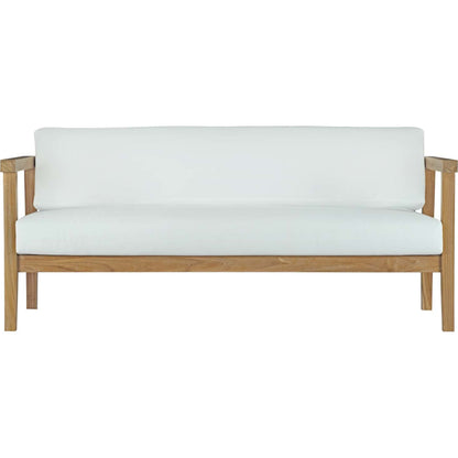 Ellie Teak Sofa by Evans & Londeen in natural white. Made from teak solid wood, chair weight capacity: 1323lbs. in a modern style.