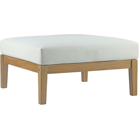 Ellie Teak Ottoman by Evans & Londeen in natural white. Made from teak solid wood in a modern style.