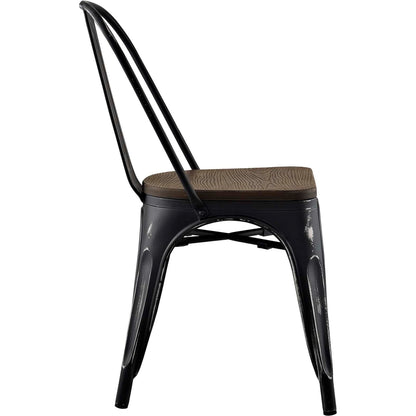 Galton Dining Chair (Set of 2) by Evans & Londeen in white. Made from distressing powder coated steel, laminated bamboo cushion with paint in a modern style.