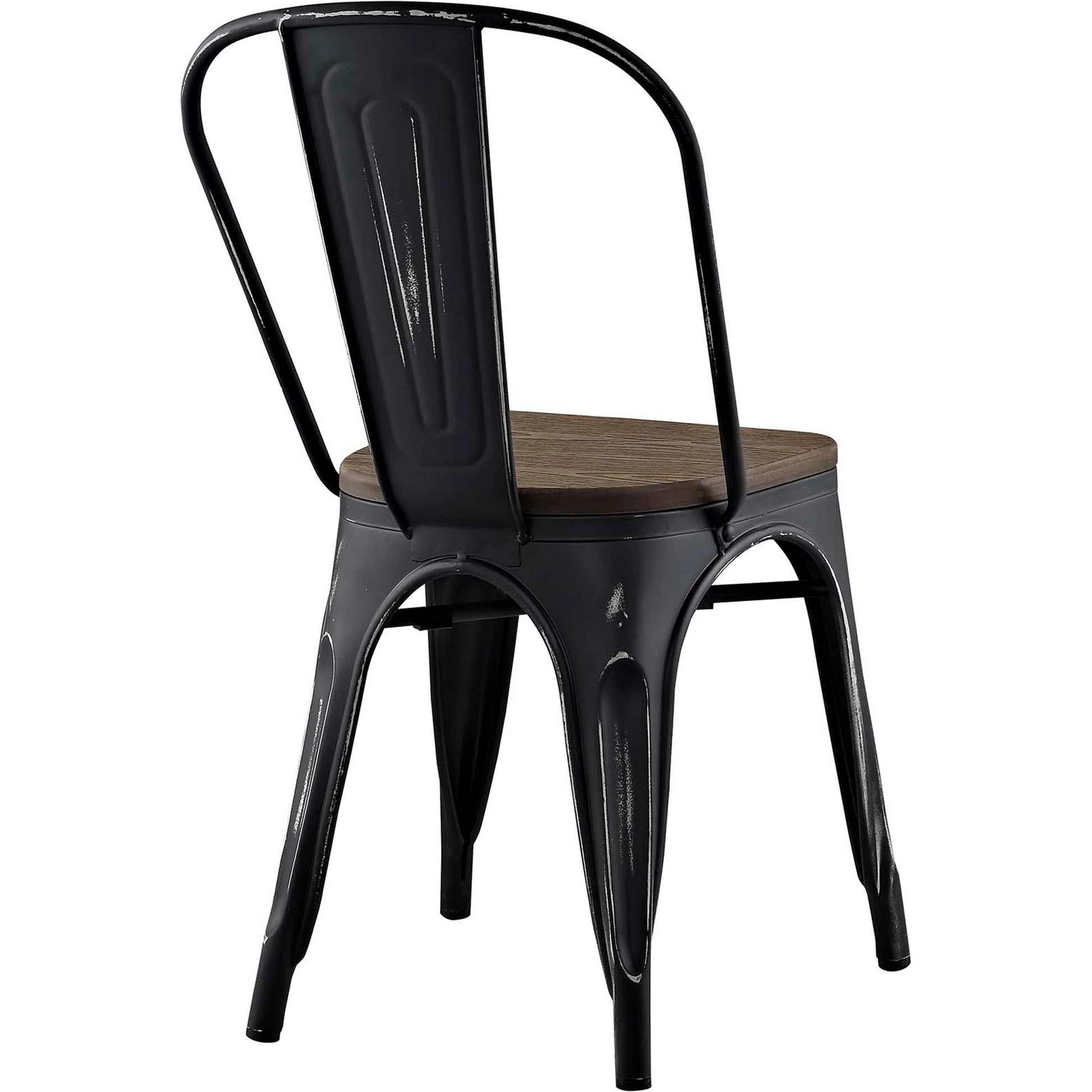 Galton Dining Chair (Set of 2) by Evans & Londeen in white. Made from distressing powder coated steel, laminated bamboo cushion with paint in a modern style.