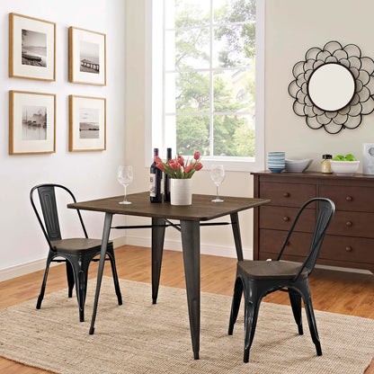 Galton Dining Chair (Set of 2) by Evans & Londeen in white. Made from distressing powder coated steel, laminated bamboo cushion with paint in a modern style.