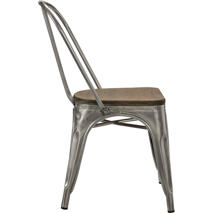 Galton Dining Chair (Set of 2) by Evans & Londeen in white. Made from distressing powder coated steel, laminated bamboo cushion with paint in a modern style.