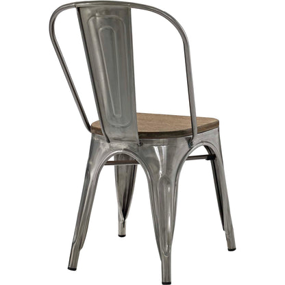 Galton Dining Chair (Set of 2) by Evans & Londeen in white. Made from distressing powder coated steel, laminated bamboo cushion with paint in a modern style.