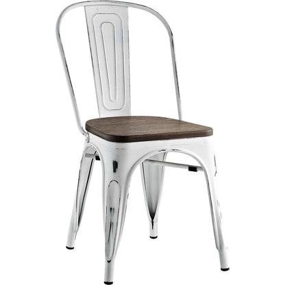 Galton Dining Chair (Set of 2) by Evans & Londeen. Made from distressing powder coated steel, laminated bamboo cushion with paint in a modern style.