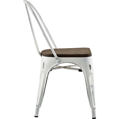 Galton Dining Chair (Set of 2) by Evans & Londeen. Made from distressing powder coated steel, laminated bamboo cushion with paint in a modern style.