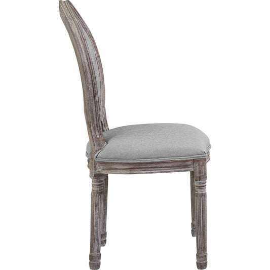 Addison Vintage Dining Side Chair by Evans & Londeen in light gray. Made from rubber wood, fabric 100% polyester, bent wood, m3 density foam in a traditional style.