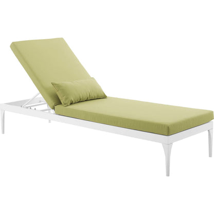 Crockett Cushion Chaise Lounge Chair by Evans & Londeen. Made from foam 3in thick, grey-weimas#7101-20, charcoal-solution dye#mw003, navy-weimas#7101-76, peridot-weimas#5201-82, turquoise-weimas#1451-13, aluminum frame, kd structure fo