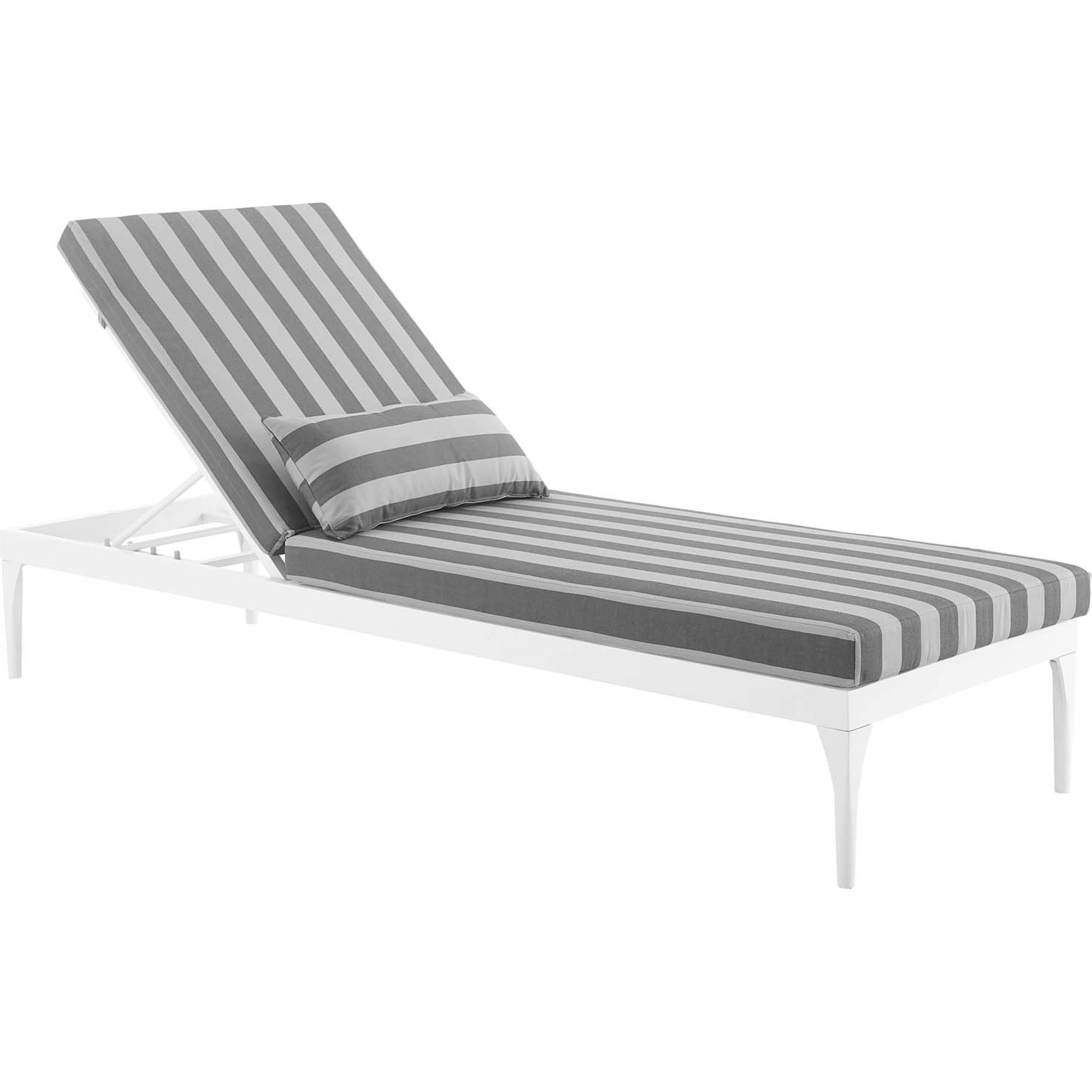 Crockett Cushion Chaise Lounge Chair by Evans & Londeen. Made from foam 3in thick, grey-weimas#7101-20, charcoal-solution dye#mw003, navy-weimas#7101-76, peridot-weimas#5201-82, turquoise-weimas#1451-13, aluminum frame, kd structure fo