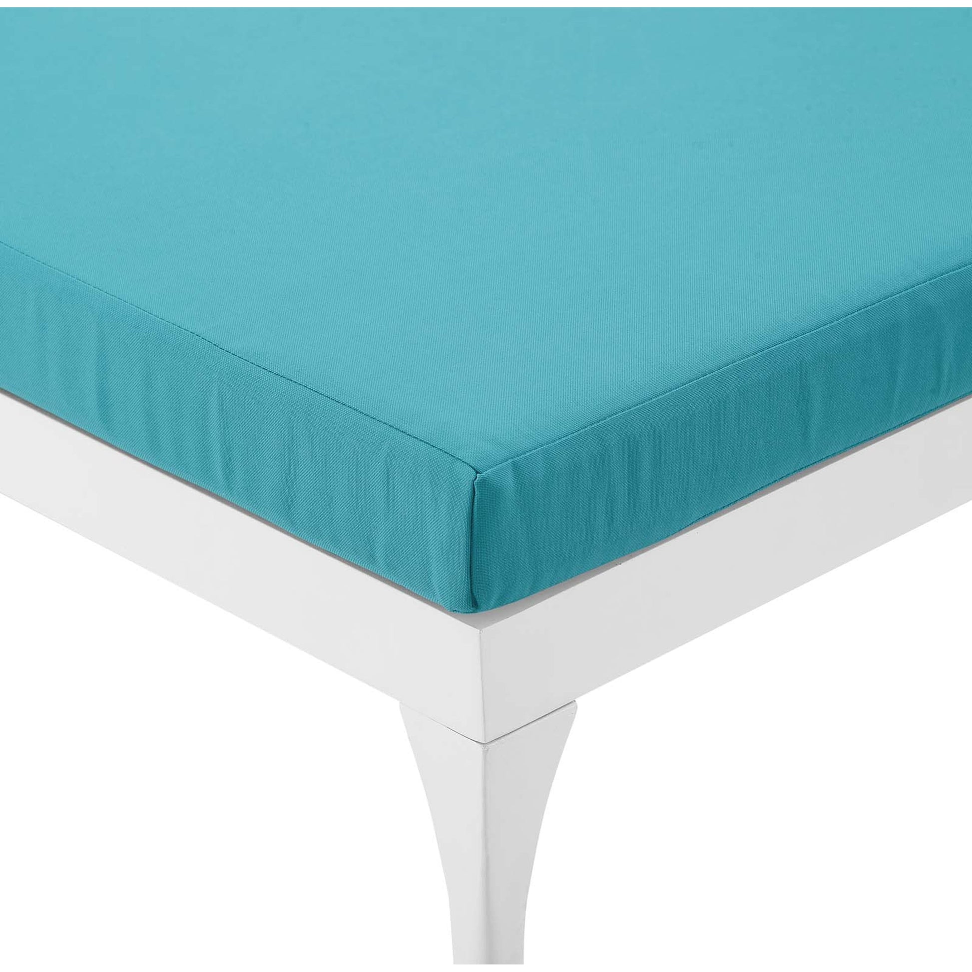 Crockett Cushion Chaise Lounge Chair by Evans & Londeen. Made from foam 3in thick, grey-weimas#7101-20, charcoal-solution dye#mw003, navy-weimas#7101-76, peridot-weimas#5201-82, turquoise-weimas#1451-13, aluminum frame, kd structu