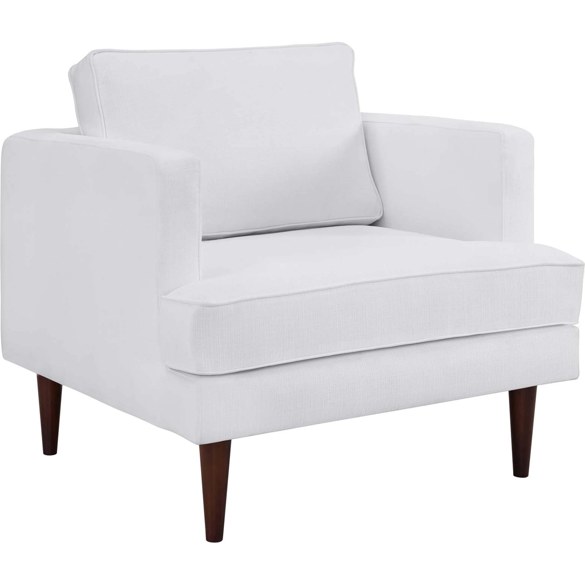 Bentley Armchair (Set of 2) by Evans & Londeen in white. Made from seat cushion：28-30kg, m3 density foam, back cushion:1.2kg, doll cotton, 100% polyester, leg:rubber wooden, solid wood, serpentine spring, plastic foot pad