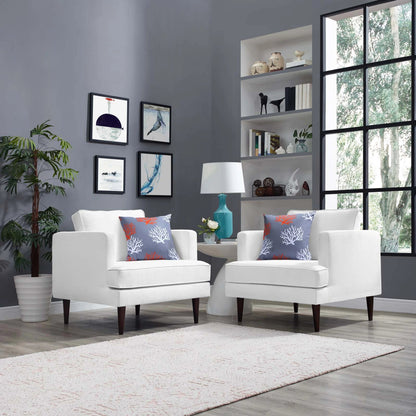 Bentley Armchair (Set of 2) by Evans & Londeen in white. Made from seat cushion：28-30kg, m3 density foam, back cushion:1.2kg, doll cotton, 100% polyester, leg:rubber wooden, solid wood, serpentine spring, plastic foot pad in a 