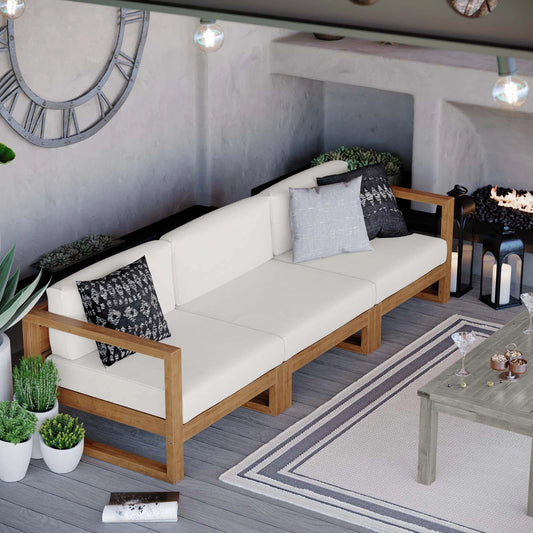 Natalia 3-Piece Teak Wood Sectional Sofa Set by Evans & Londeen in natural white. Made from unique in a modern style.