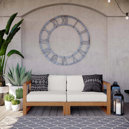 Natalia 2-Piece Teak Wood Sectional Sofa Loveseat by Evans & Londeen in natural white. Made from unique in a modern style.