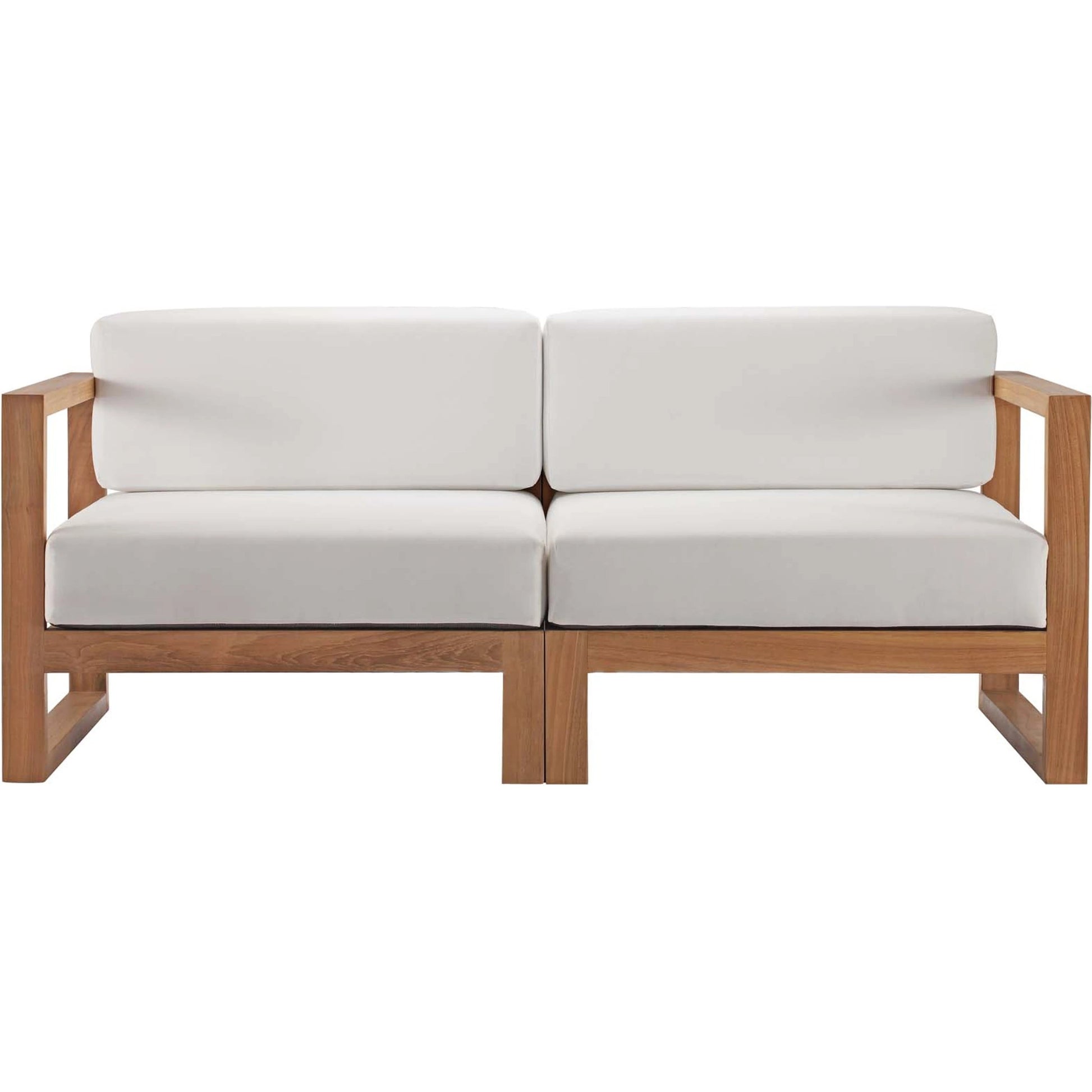 Natalia 2-Piece Teak Wood Sectional Sofa Loveseat by Evans & Londeen in natural white. Made from unique in a modern style.