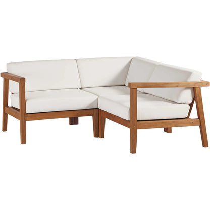 Ellie 3-Piece Teak Wood Sectional Sofa Set by Evans & Londeen in natural white. Made from fabric cartenza 130, foam density 22 in a modern style.