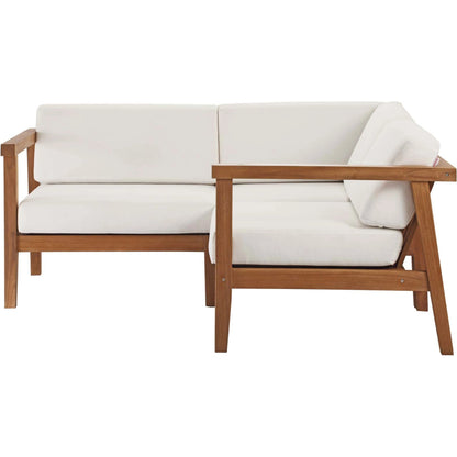 Ellie 3-Piece Teak Wood Sectional Sofa Set by Evans & Londeen in natural white. Made from fabric cartenza 130, foam density 22 in a modern style.